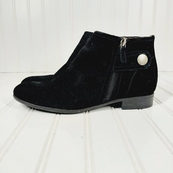 Franco Sarto L Rent Black Woman's Suede Leather Side Zip Ankle Boots I120 - Picture 1 of 12